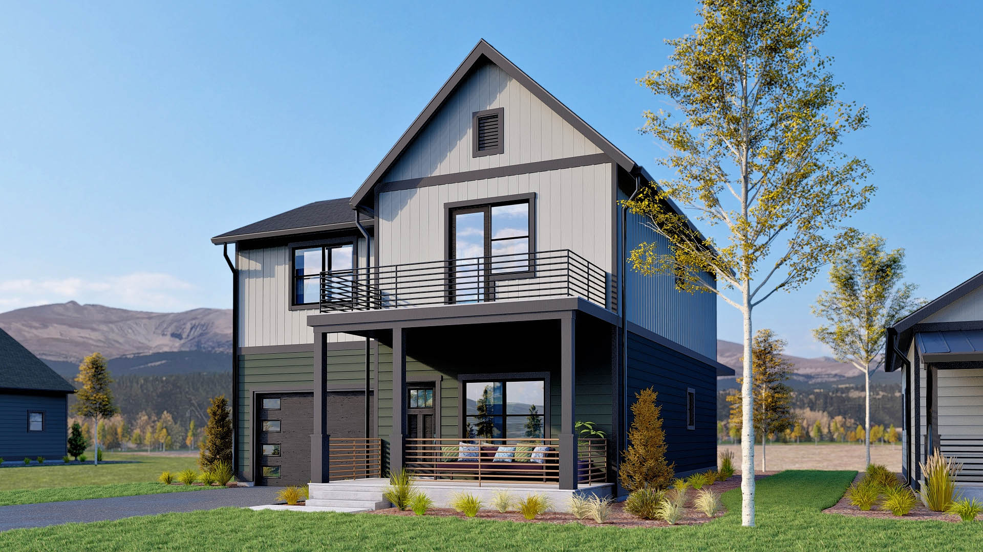 Harvard Balcony Rendering - Homes for sale in Fairplay CO - The Village at Spruce Hill