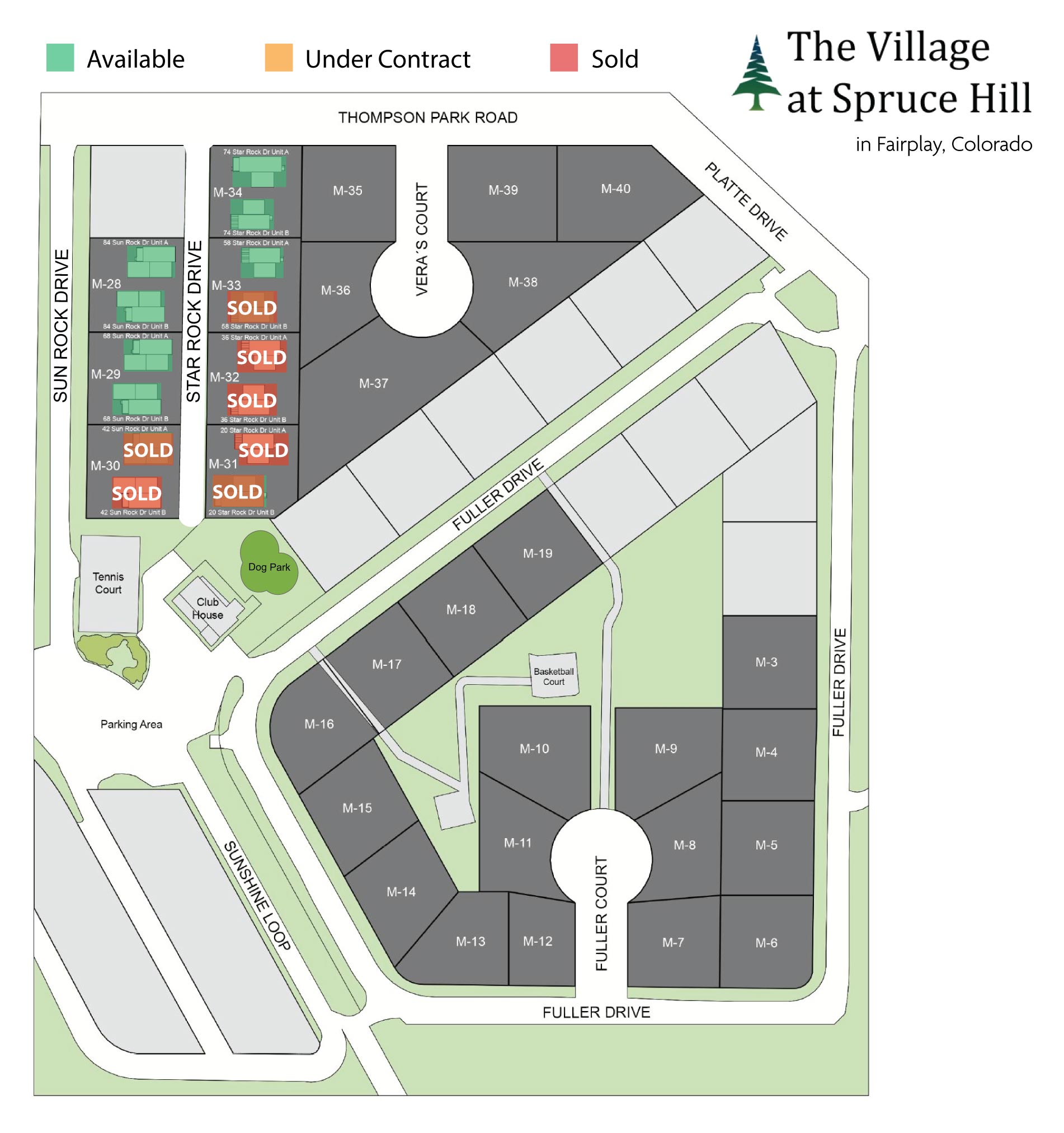 Sitemap of new construction homes in Fairplay, CO - The Village at Spruce Hill