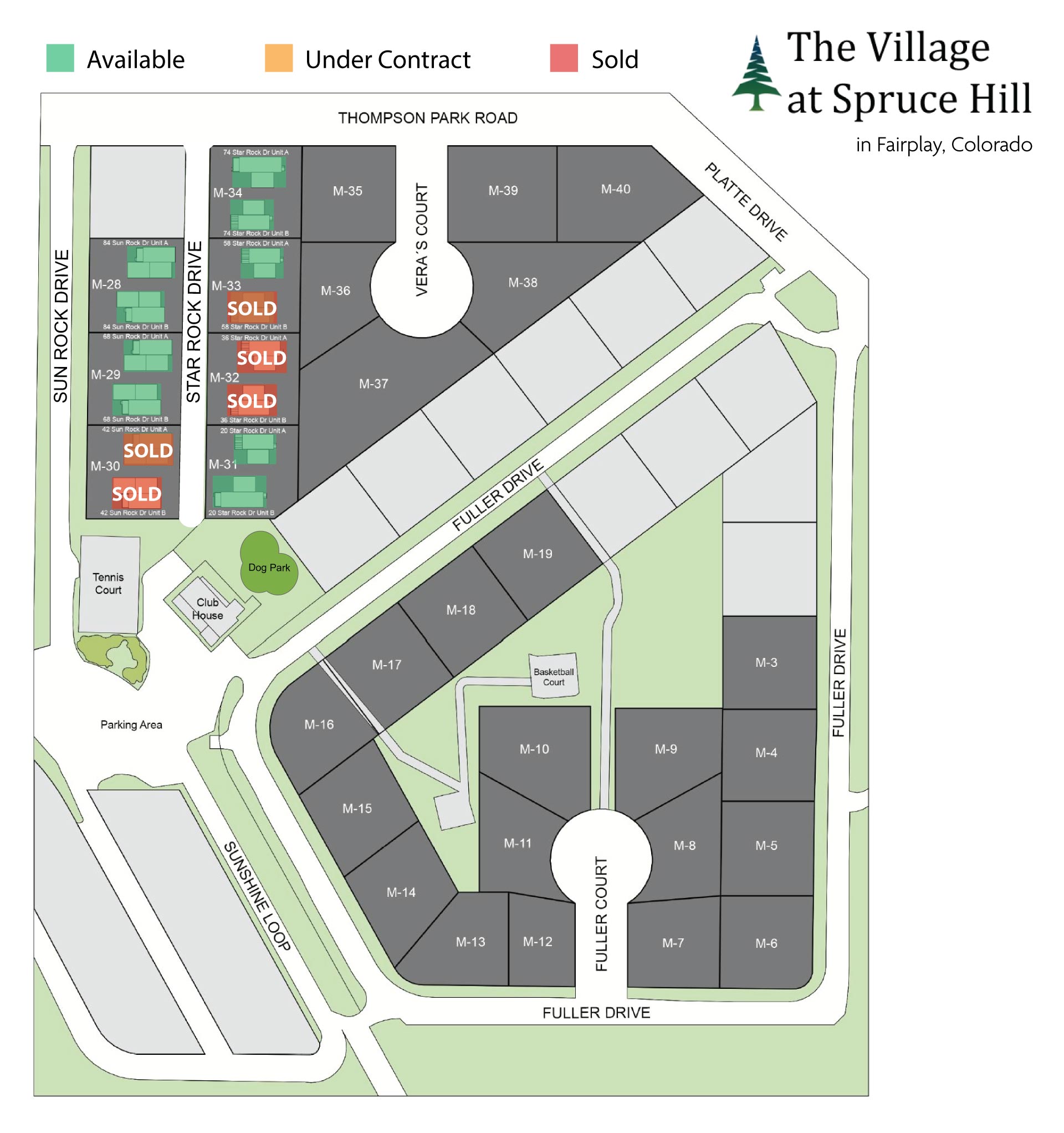 Sitemap of new construction homes in Fairplay, CO - The Village at Spruce Hill